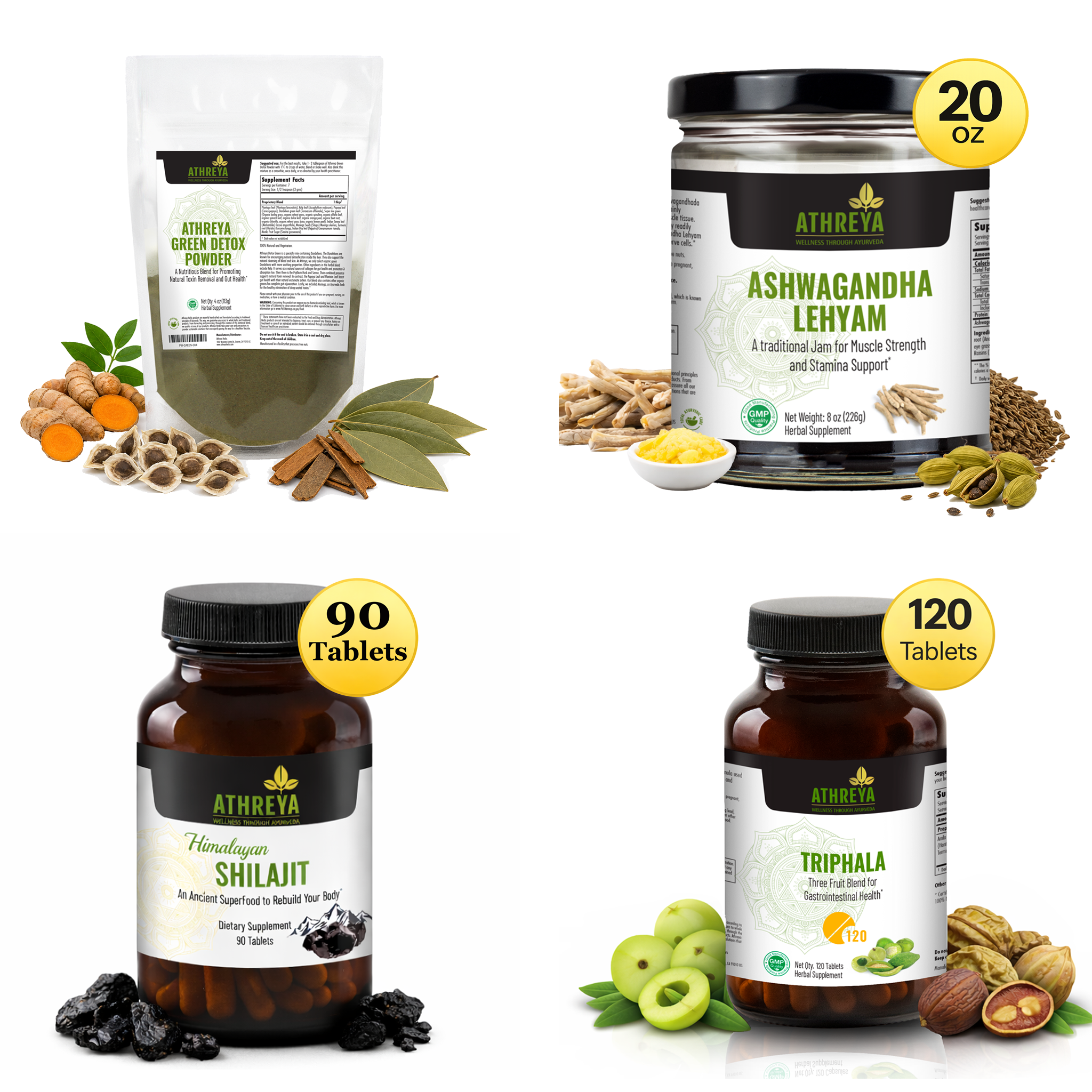 Rejuvenate Booster — the four-herb Ayurvedic cleanse and rejuvenate protocol from Athreya Herbs.