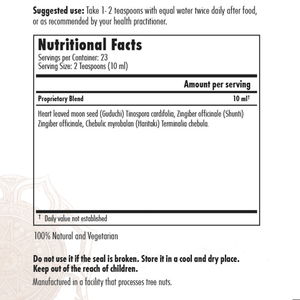 Athreya Amruthottara Kashayam, supplement facts label